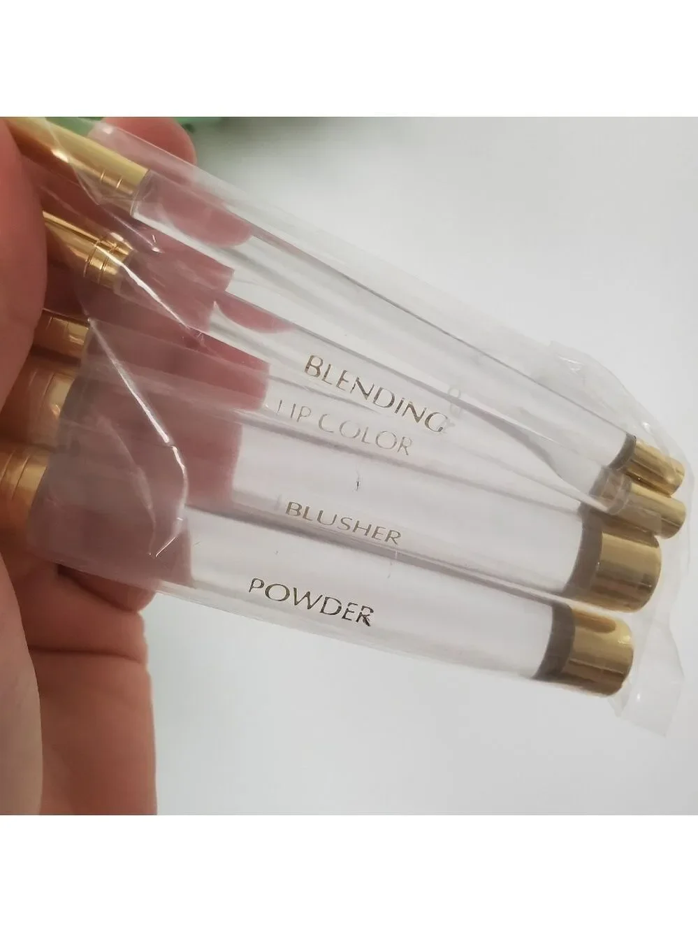 Vintage Mary Kay Brush Set 5 Piece Clear Gold New